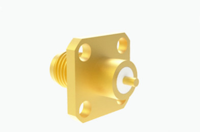 Brass Gold Plated SMA Female RF Connector with Microstrip & Flange Mount