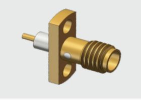 2 Hole Flange Mount Stainless Steel / Copper Alloy SSMA /Mini SMA Jack / Female Socket RF Coax Microstrip Connector Up To 18GHz With Insulation Convex Surface