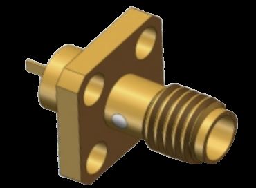SSMA Female RF Coaxial Connector 4 Hole Flange Mount with Microstirp Flat 18GHz 50Ω