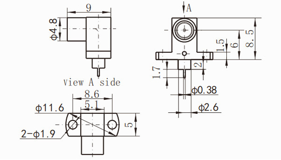 SMP Male 2-hole Flange Micro-strip Right Angle RF Connector