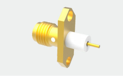SMA Female 2-hole Flange Brass RF Coaxial Connector for Aerospace Application
