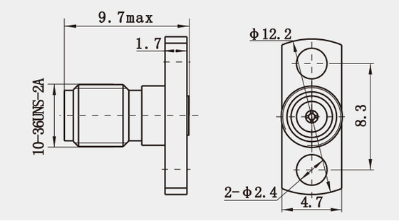 Brass MSSM Female 2-hole Flange RF Coaxial Connector With Micro-strip