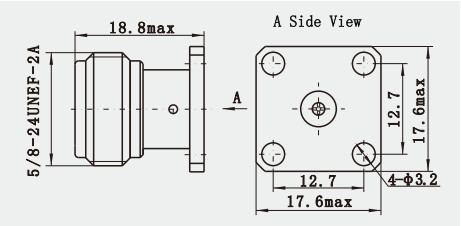N Female RF Coaxial Connector With Micro-strip Matched Pinφ 0.45