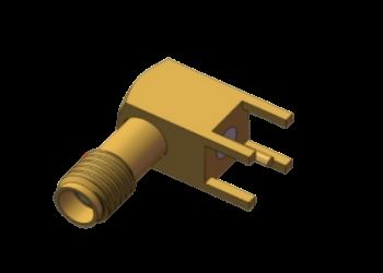 Прямой угол SSMA / Mini SMA Розетка / Гнездо РЧ коаксиальный разъем 4-ногий сквозной монтаж для пайки на печатную плату до 18 ГГц