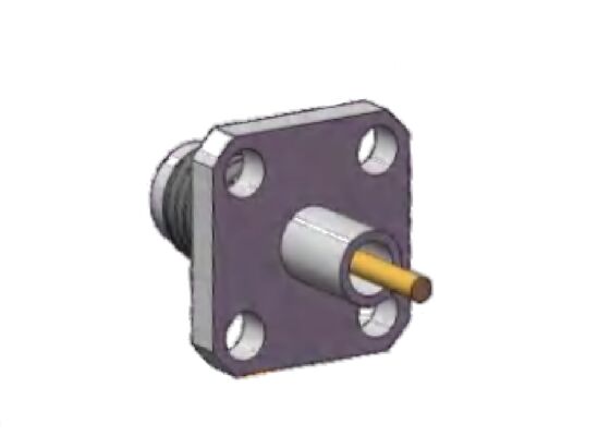 40GHz 2.92mm RF разъем, женский, с фланцем на 4 отверстия для крепления на панель, диаметр центрального контакта 0.051 дюйма (1.3 мм), расстояние между отверстиями фланца 0.339 дюйма (8.6 мм)